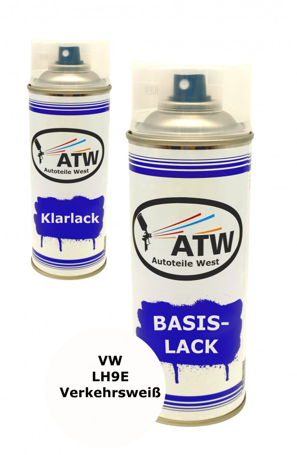 Autolack für VW LH9E Verkehrsweiß+400ml Klarlack Set